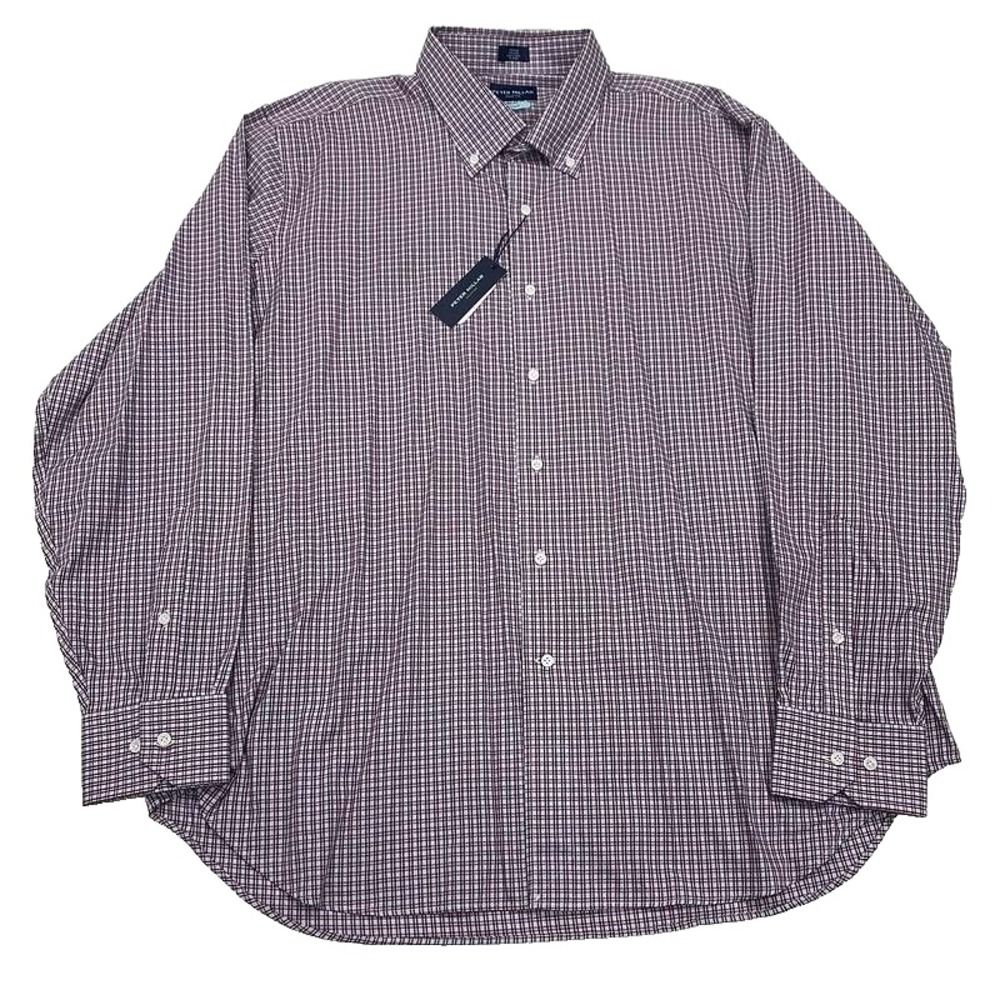 NWT Peter Millar Collection Flex Finish Button Shirt 2XL Red Plaid Golf Men $228